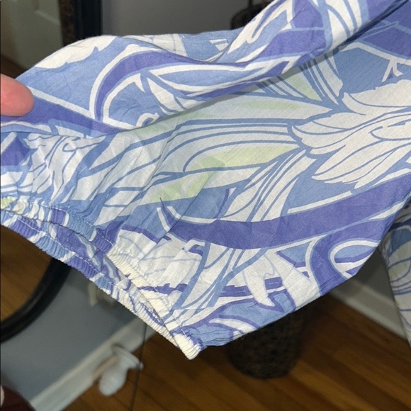 a.n.a Blue and White 3/4 Sleeve Boxy Blouse with Bib Collar - Picture 5 of 12